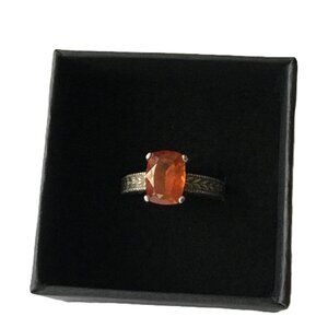 Vintage Sterling Silver Orange Fire Opal Ring Size 6.5 approx. 3 ct 5.6 grams